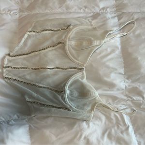 White fox sparkly corset